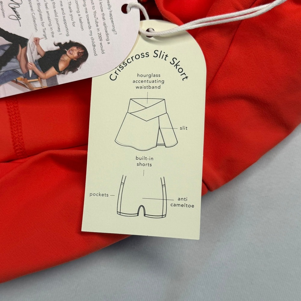 Blogilates Crisscross Slit Skort Spicy Orange Activewear Skirt with Pockets M - Picture 6 of 7